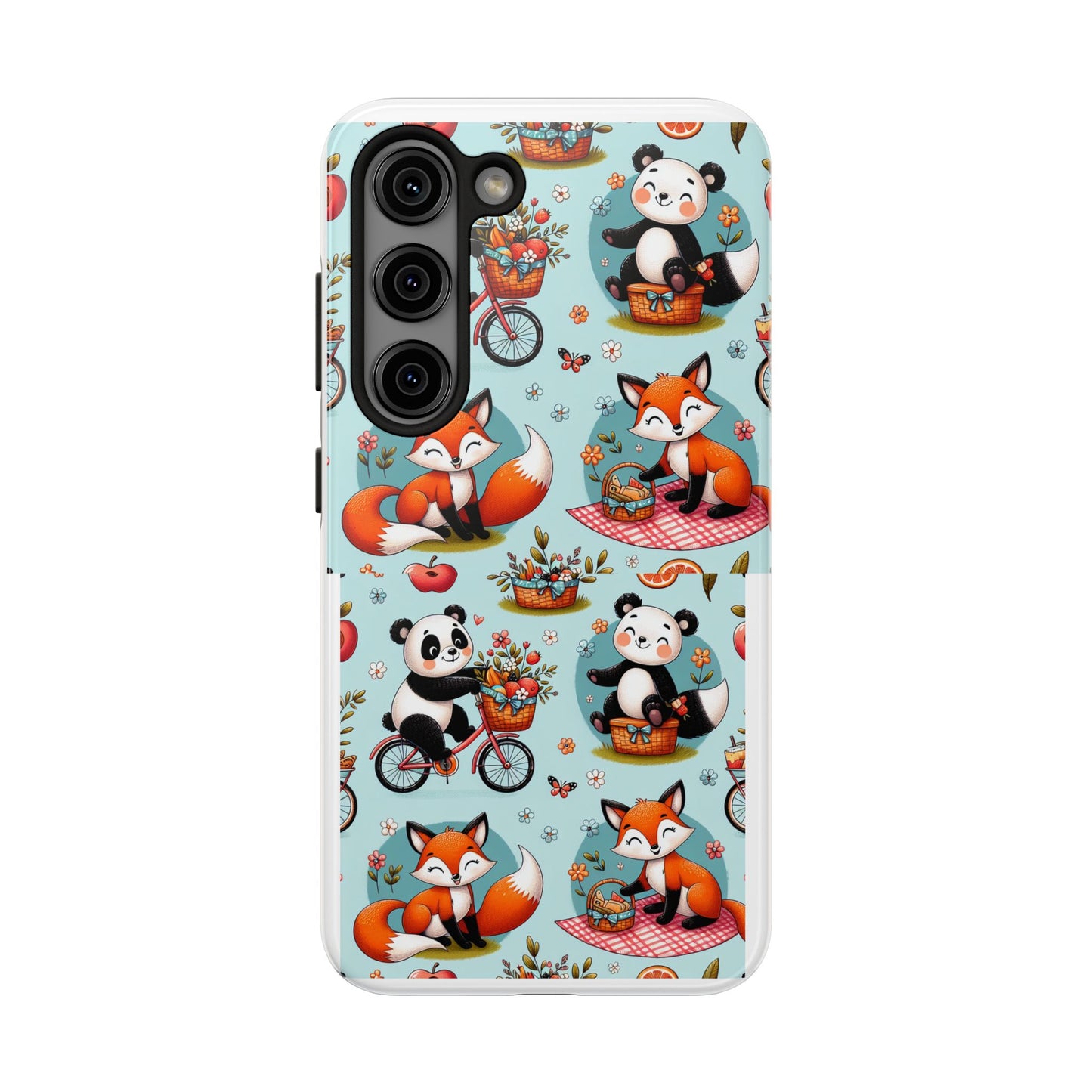 Cute Animal Pattern Tough Phone Case - Foxes & Pandas