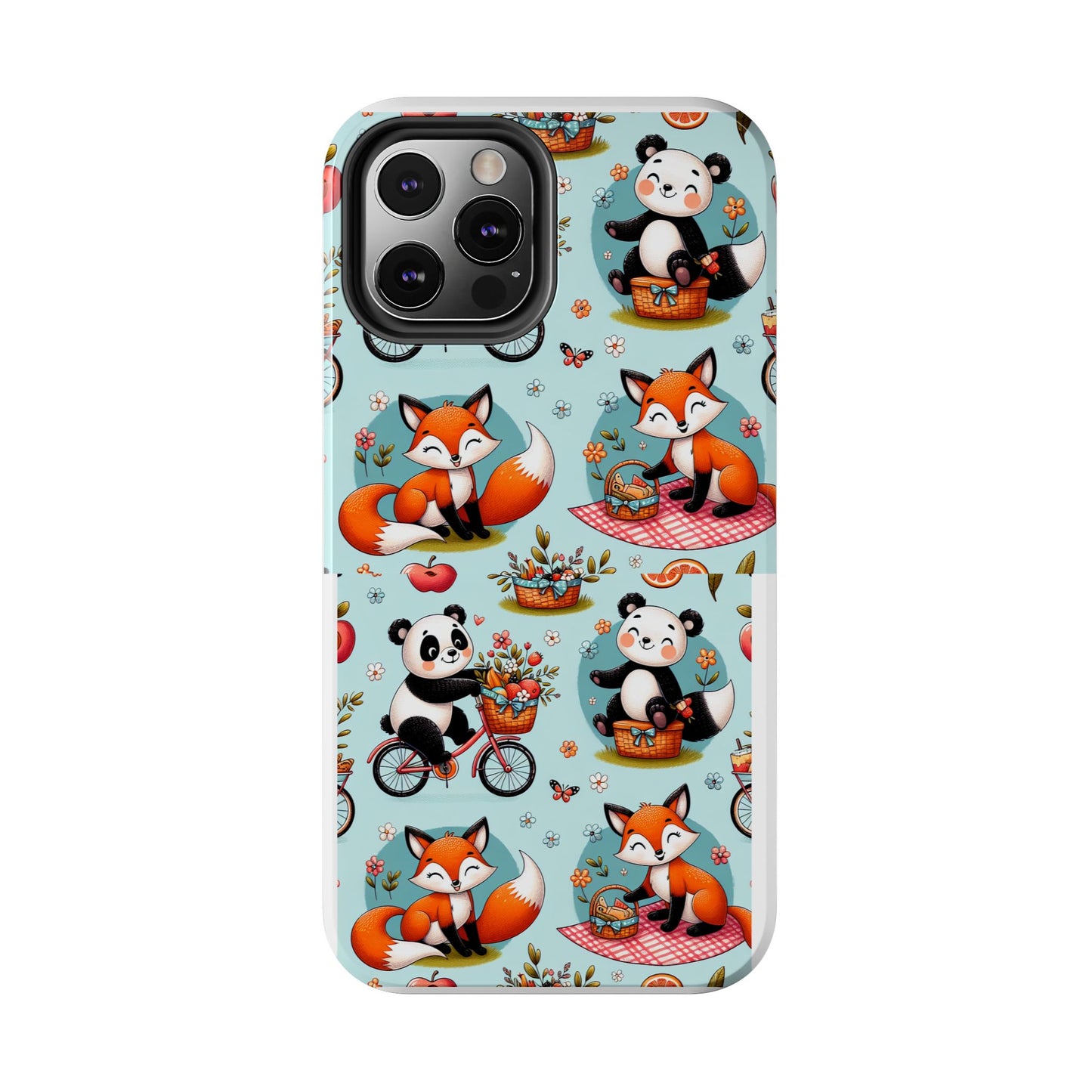 Cute Animal Pattern Tough Phone Case - Foxes & Pandas