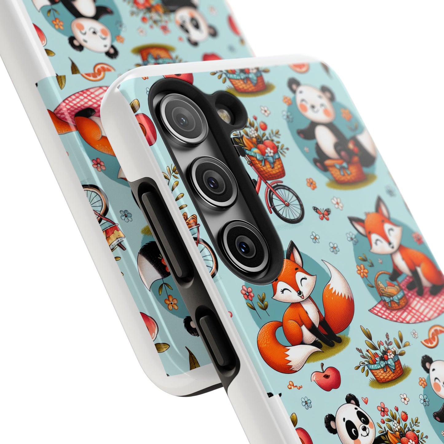 Cute Animal Pattern Tough Phone Case - Foxes & Pandas