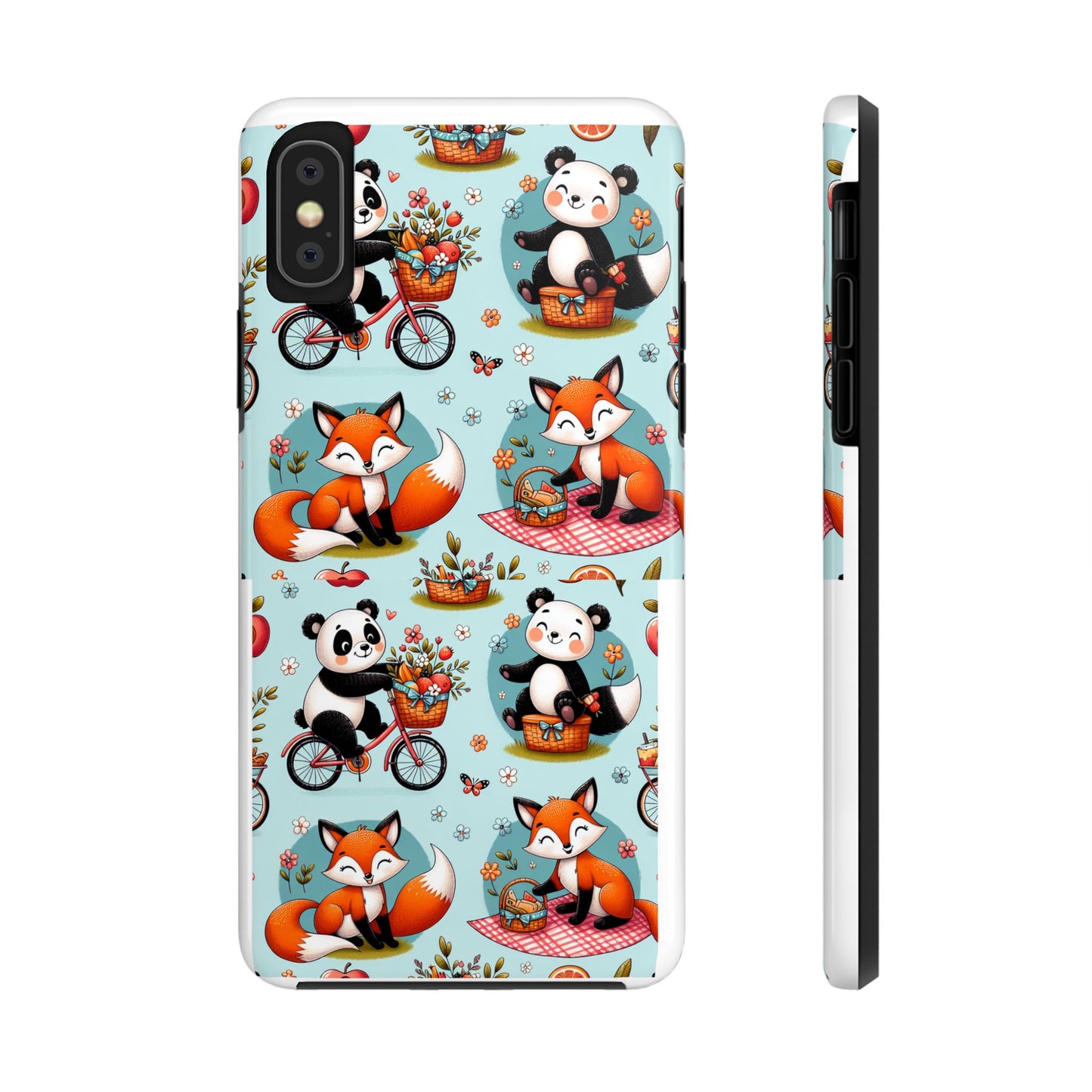 Cute Animal Pattern Tough Phone Case - Foxes & Pandas