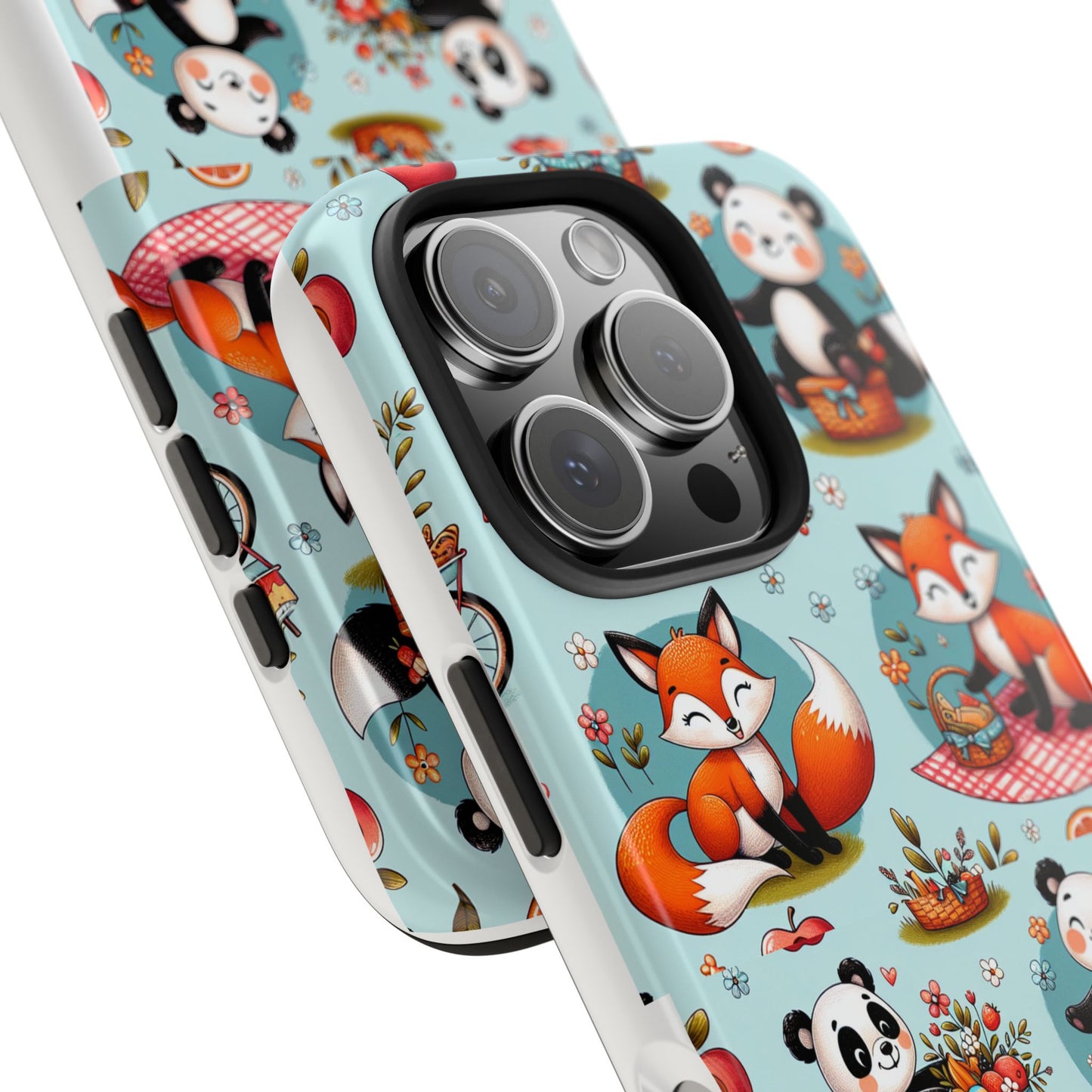 Cute Animal Pattern Tough Phone Case - Foxes & Pandas