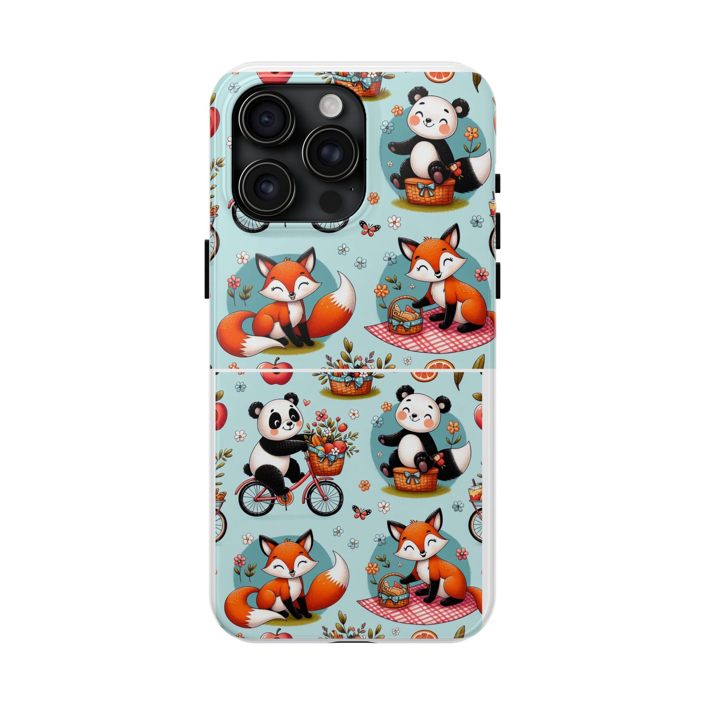 Cute Animal Pattern Tough Phone Case - Foxes & Pandas