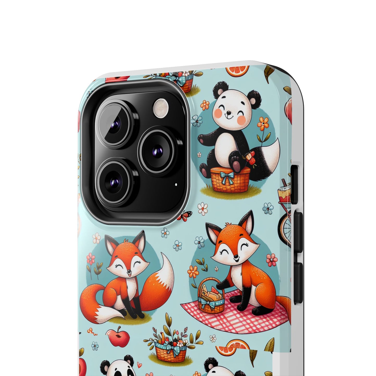 Cute Animal Pattern Tough Phone Case - Foxes & Pandas