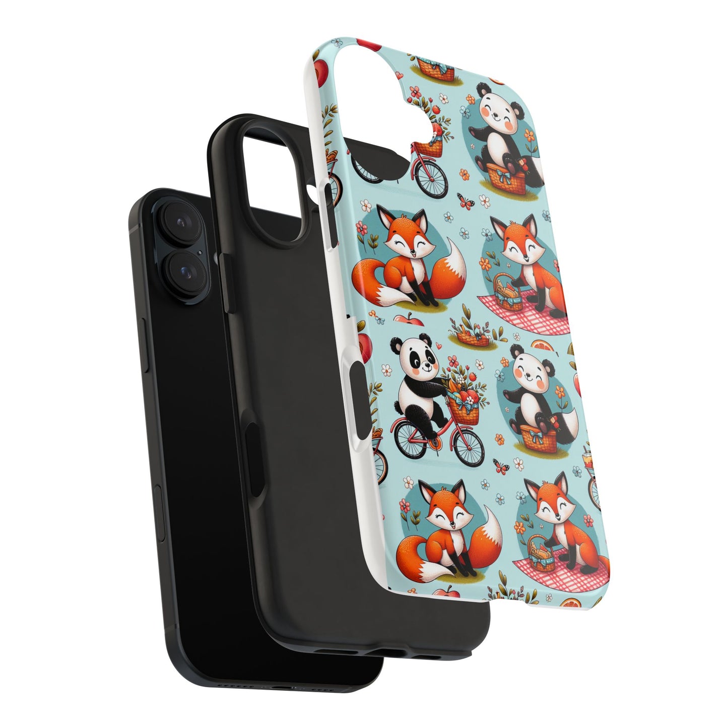 Cute Animal Pattern Tough Phone Case - Foxes & Pandas