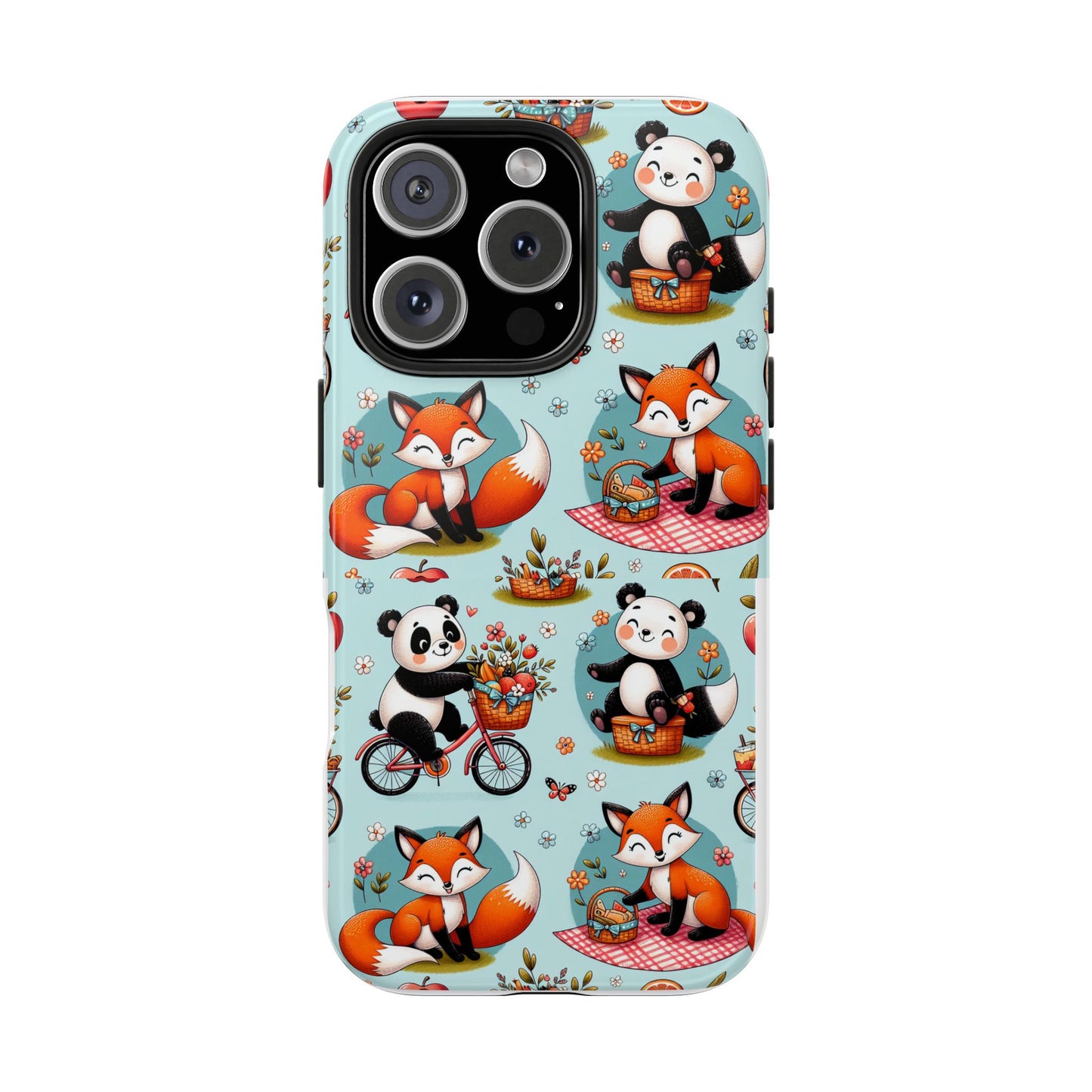Cute Animal Pattern Tough Phone Case - Foxes & Pandas