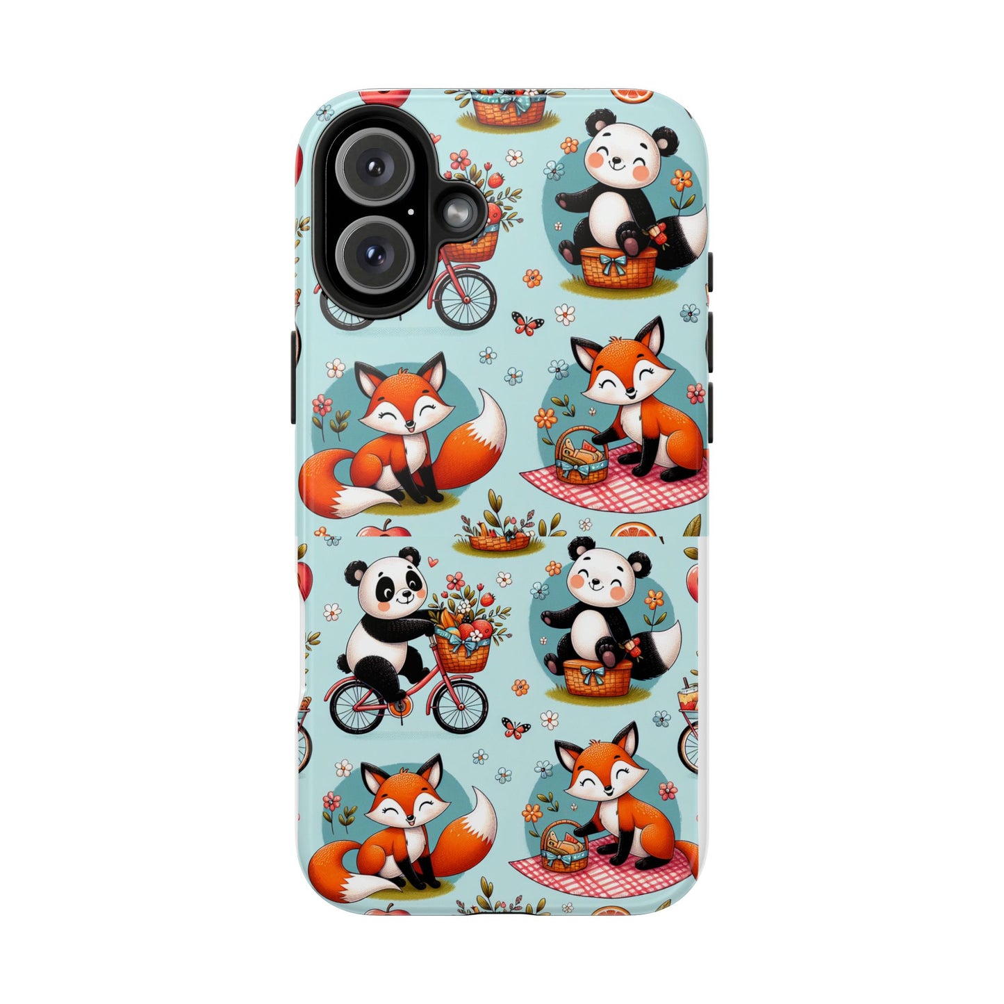 Cute Animal Pattern Tough Phone Case - Foxes & Pandas