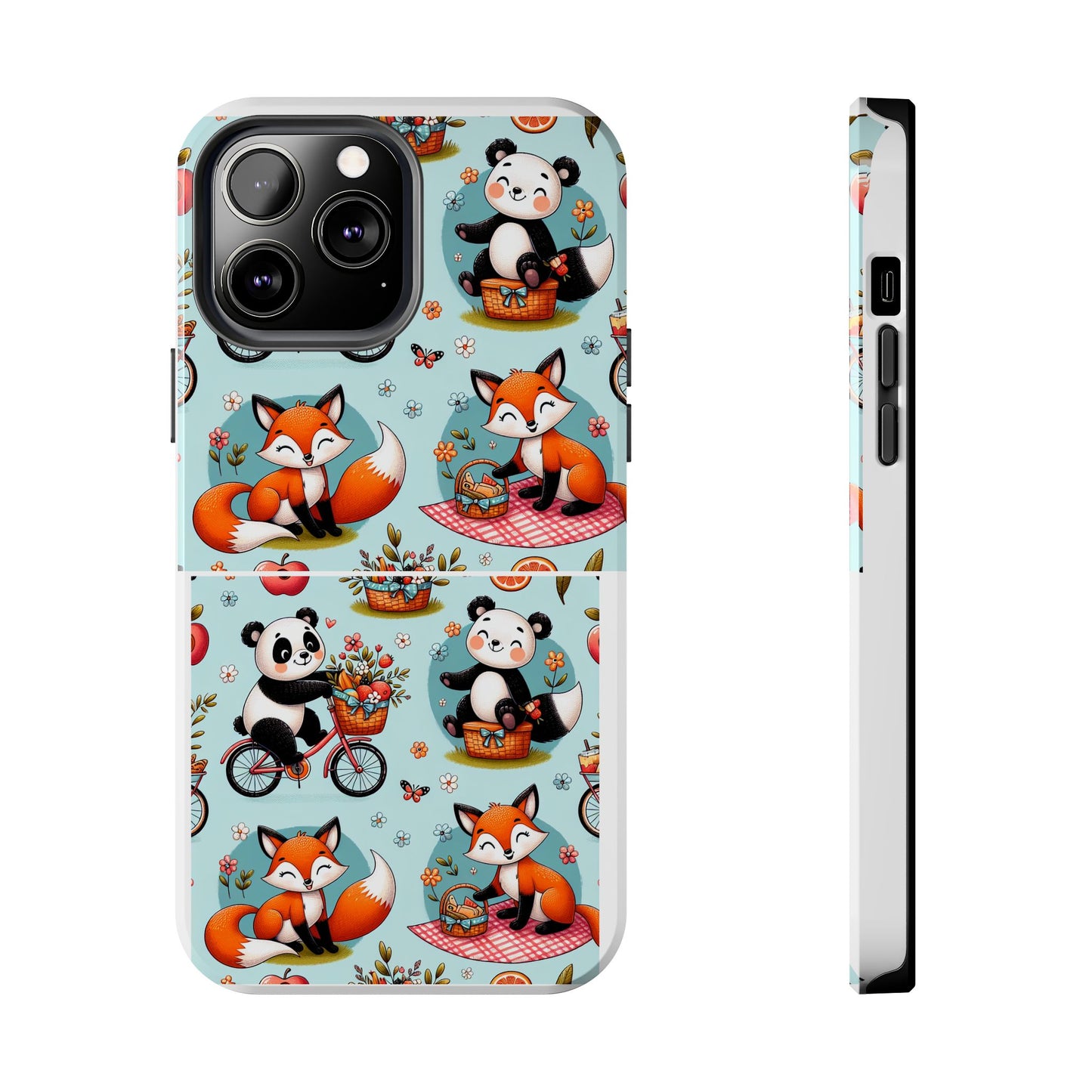 Cute Animal Pattern Tough Phone Case - Foxes & Pandas