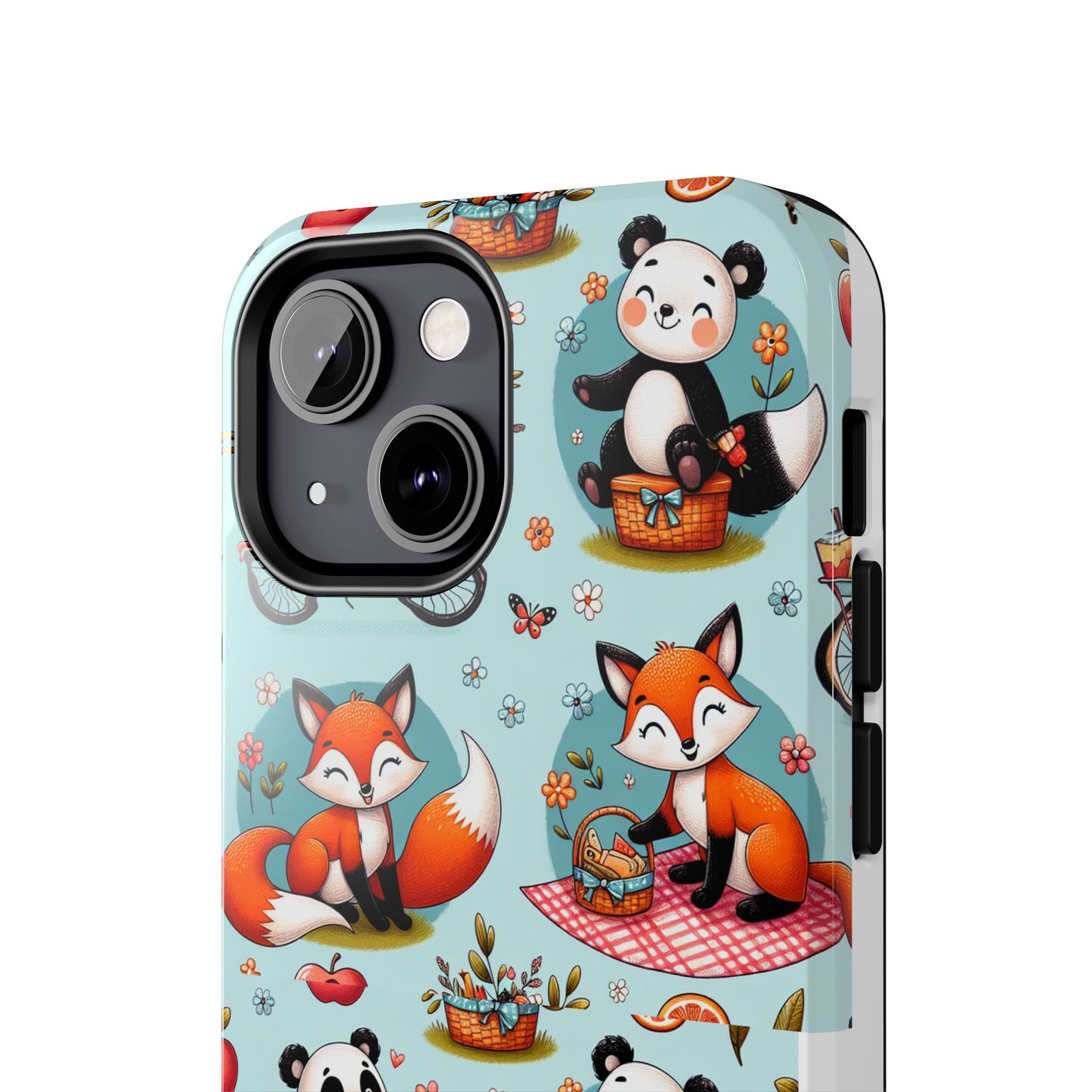 Cute Animal Pattern Tough Phone Case - Foxes & Pandas