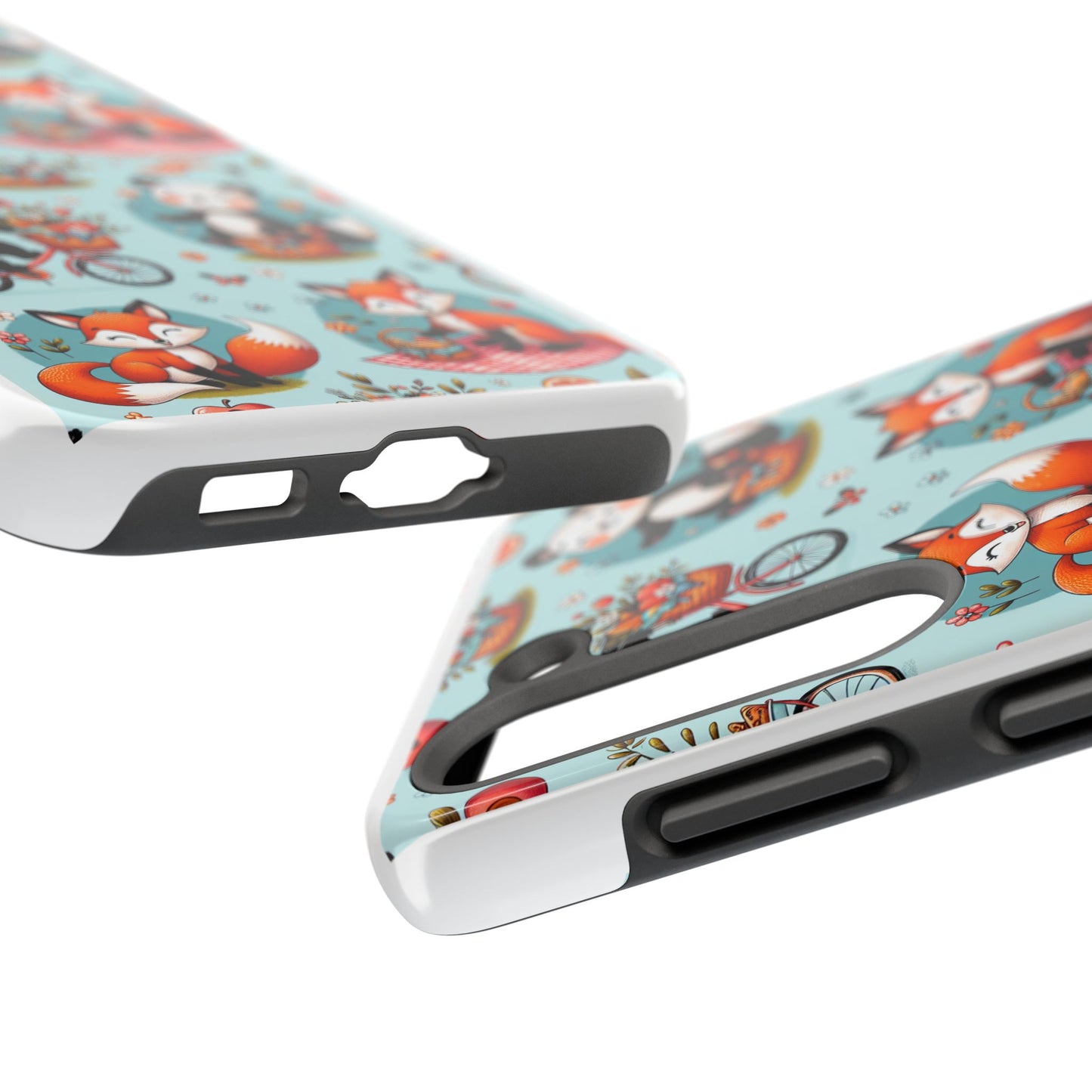 Cute Animal Pattern Tough Phone Case - Foxes & Pandas