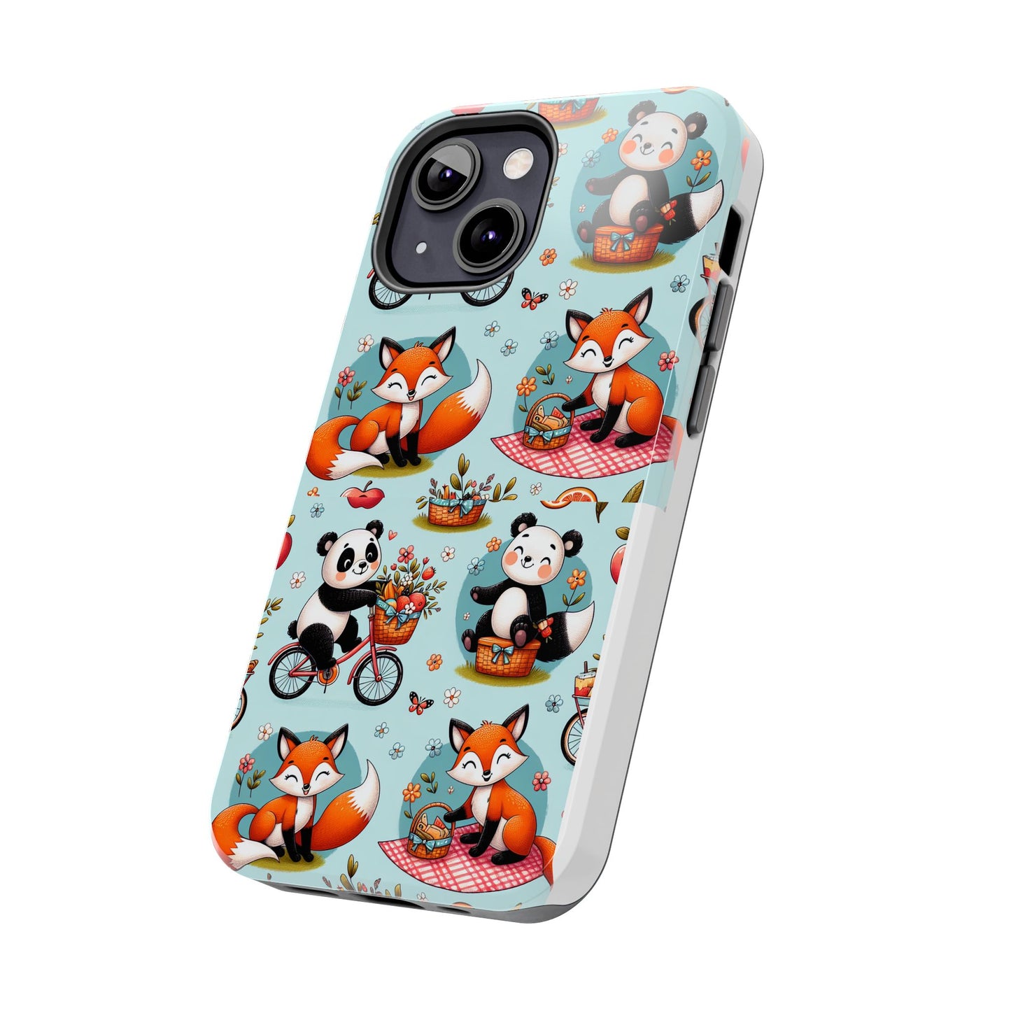 Cute Animal Pattern Tough Phone Case - Foxes & Pandas