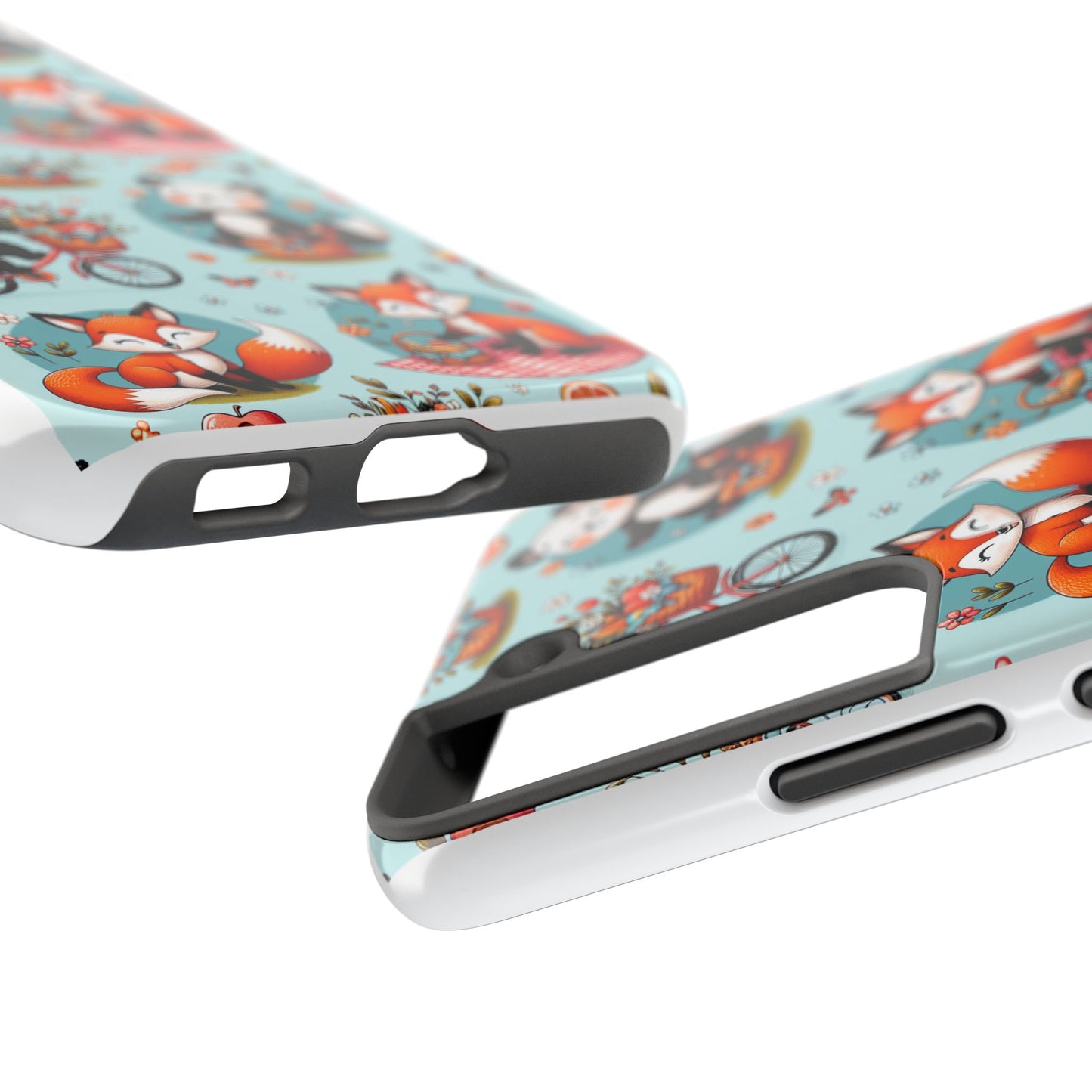 Cute Animal Pattern Tough Phone Case - Foxes & Pandas