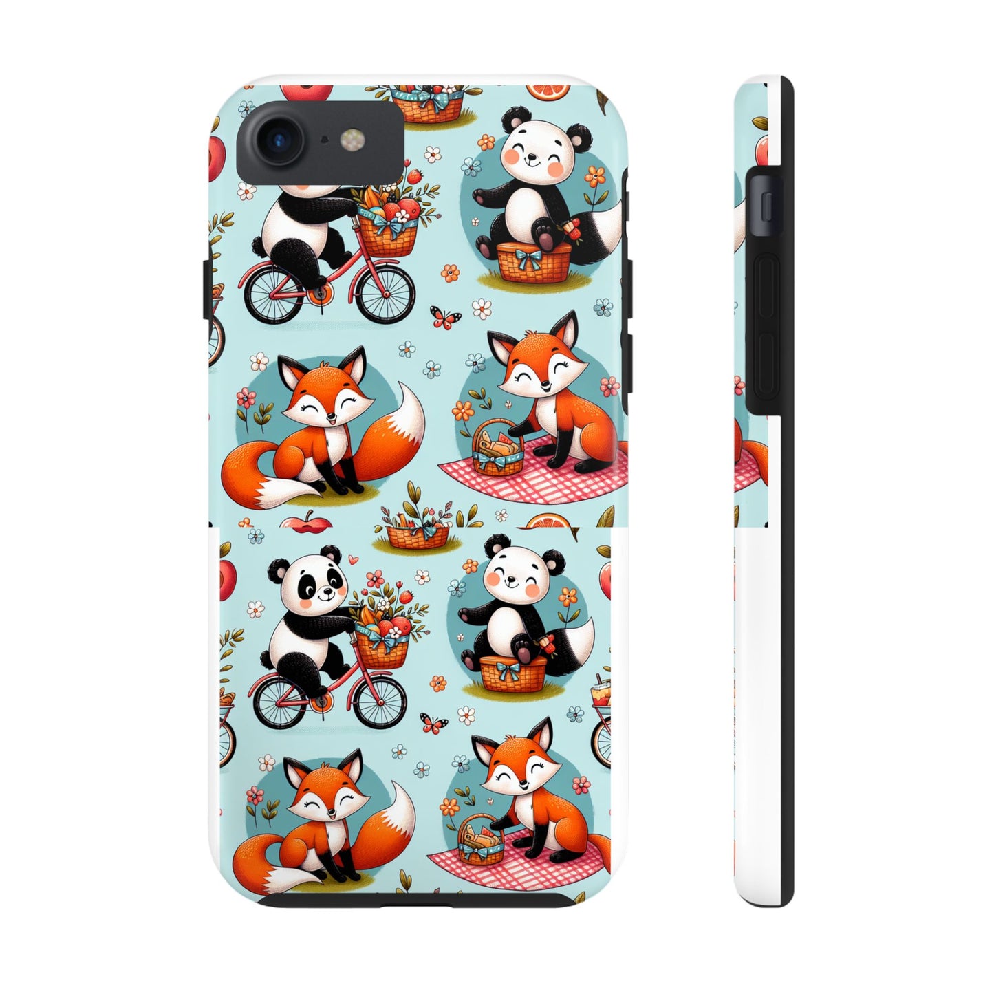 Cute Animal Pattern Tough Phone Case - Foxes & Pandas