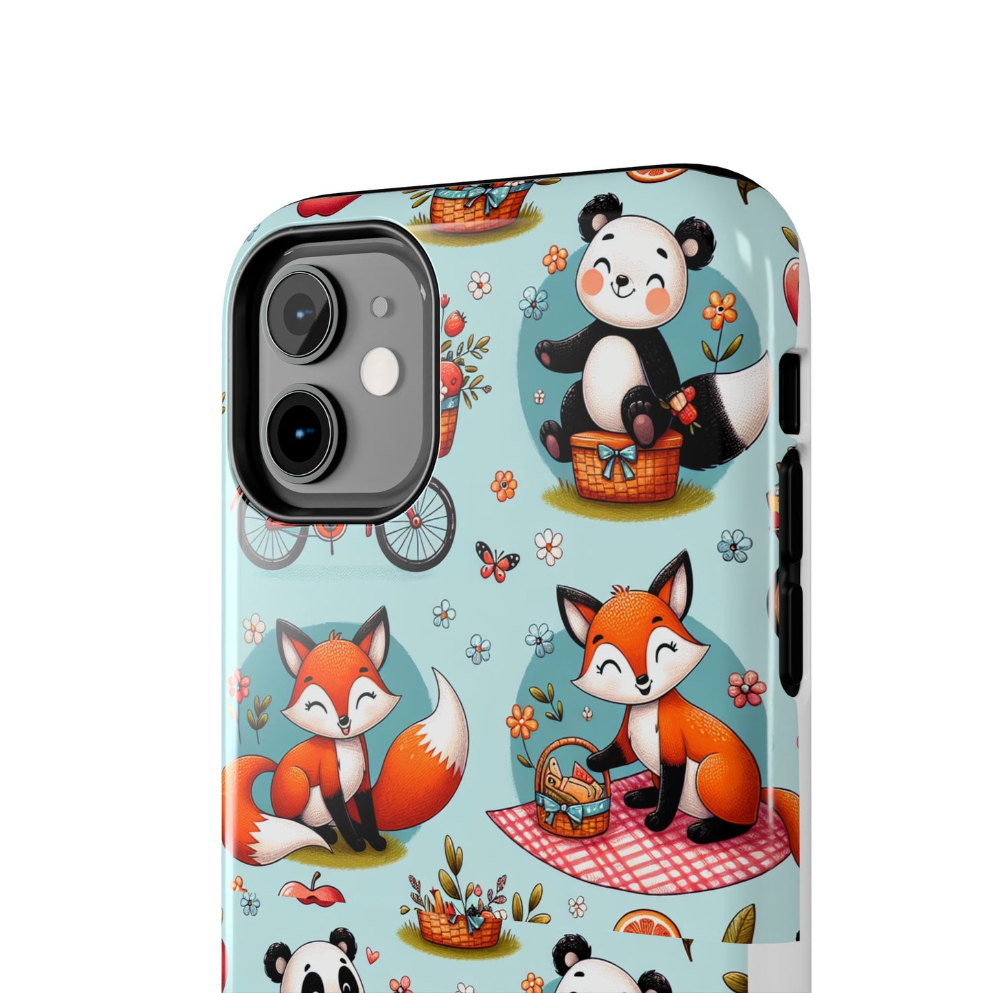 Cute Animal Pattern Tough Phone Case - Foxes & Pandas