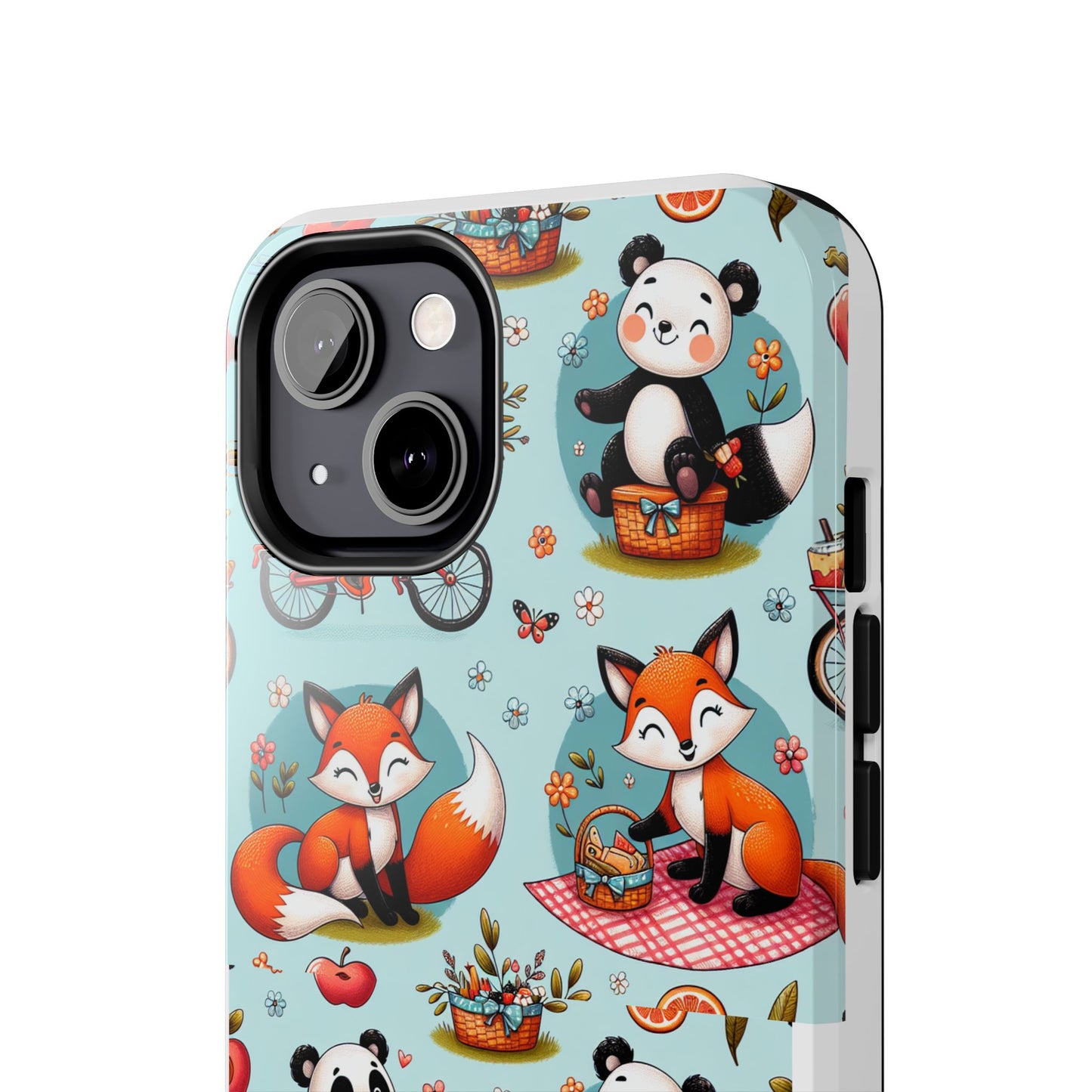 Cute Animal Pattern Tough Phone Case - Foxes & Pandas